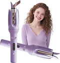 Automatic Curling Iron Rotating Curling Iron with 4 Temps &amp Display Screen 40S Fast Heating Hair Curlings Wand Anti-Tangle Anti-Scald Wave Curling Irons Ceramic Hair Curler for Women (Purple)
