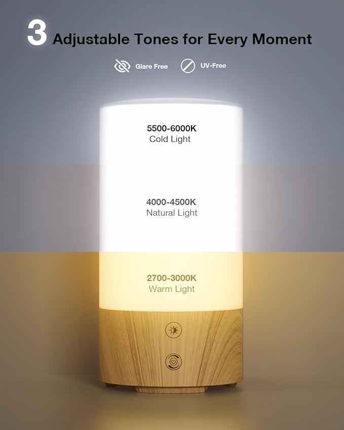 Light Therapy Lamp 10000 Lux Sun Lamp UV-Free with 3 Color Temperatures 4 Brightness &amp Timer Remote Control Sunlight for Home Office Shift Worker