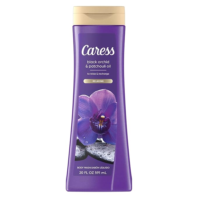 Caress Body Wash for Women Black Orchid &amp Patchouli Oil and Peony &amp Almond Blossom Relaxing and Moisturizing Shower Gel 20 fl oz 4 Pack Bundle