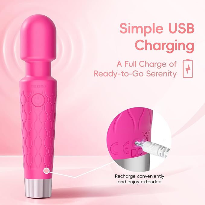 Aura Mini Personal Massager - Rechargeable Cordless Wand 7 Vibration Speeds IPX4 Waterproof Compact Handheld Design Body-Safe Silicone Gift for Women Travel Portable Rose Purple
