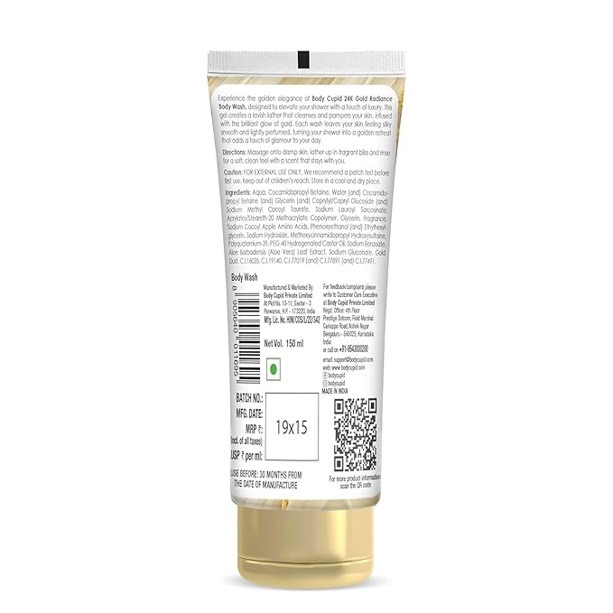 Body Cup.id 24K Gold Radiance Body Wash | No Parabens Sulphates or Silicones | Luxury Shower Gel | Infused with Fine Gold Mica for a Luminous Glow | 150ml