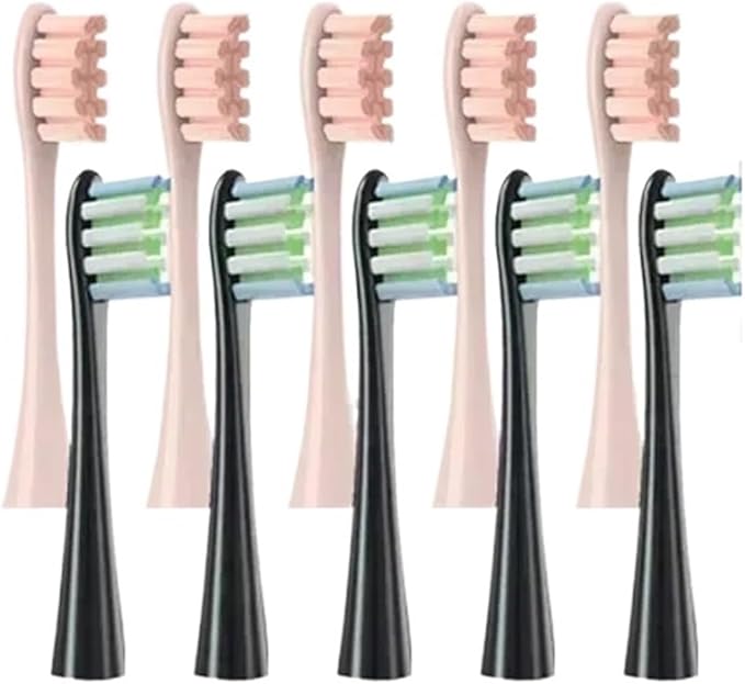 Compatible for Oclean One/ Air2 /SE/X/X PRO/ Z1/ F1 Electric Toothbrush Head 10 Pcs Replaceable Brush with Independent Package(5Black5Pink)