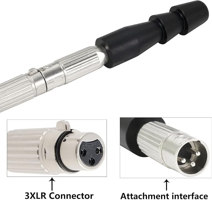 FREDORCH 3XLR Connector for Massager Reciprocating Linear Actuator End Connector DIY Adapter Attachments 2.5CM Diameter (3XLR Black)