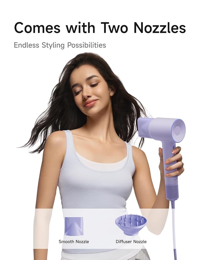 Laifen Hair Dryer SE 2 200 Million Negative Ionic Blow Dryer with Child Mode and 108000 RPM Brushless Motor 1400W Powerful Fast Drying High-Speed Low Noise Hairdryer with Magnetic Attachments