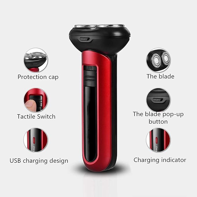 Electric Razor for Men Head Shavers for Men Dry Wet Waterproof Rotary Shaver Man USB Cordless Face Rechargeable Razor Grooming Kit