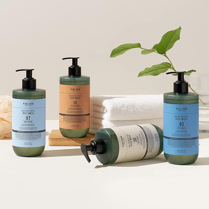 W.Dressroom Perfume Body Wash Moisturizing Cleanser with Refreshing Scent Gentle Hydrating Shower Gel Korean Skincare No.10 October Woody Scent 16.9 fl oz (500 ml)