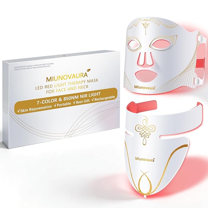 Red Light Therapy for Face and NeckRed Light Therapy MaskLED Mask with 7 Colors&amp Facial mask red light therapy 850nm Near Infrared lightPremium Anti-WrinklesAcne CareBest Gifts for Mothers Da