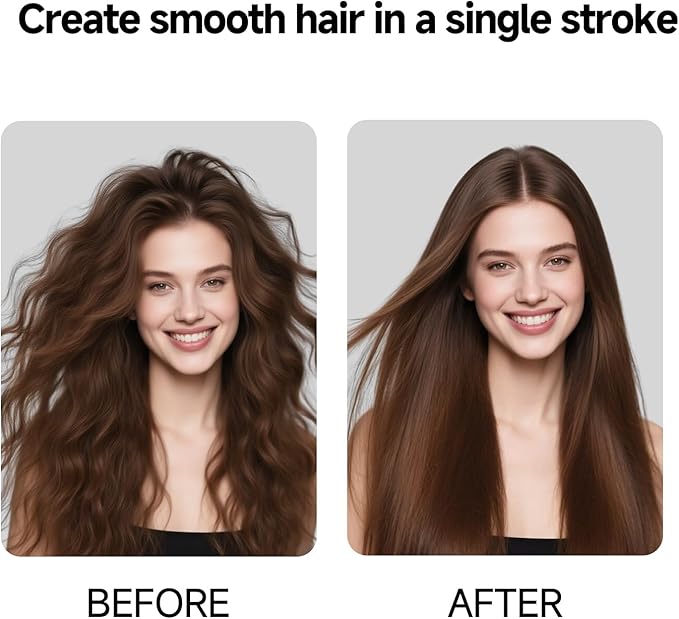 3 in 1 Ionic Hair Straightener Brush with Cool Air Technology Fast Heating Comb Volumizer Anti-Scald with 4 Adjustable Heat Settings Dual Voltage Styling Tool for WomenPink