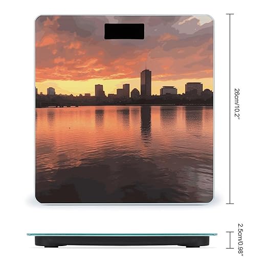 Boston Charles River City Skyline Sunset Bathroom ScaleHighly Accurate Digital Weighing Machine for People Bright LED Display Weight Scale for The Aldult Home Use