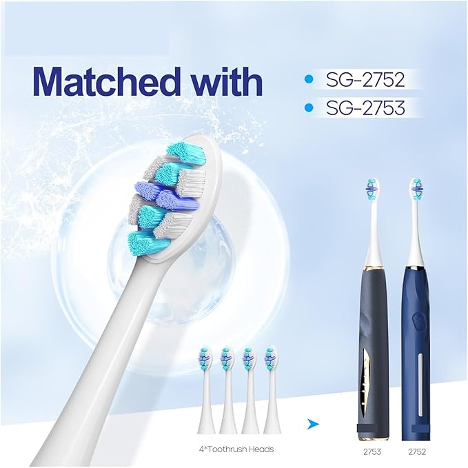 Electric Toothbrush Heads 12 PCS Compatible for Adults 5 Modes Pressure Sensor IPX7 Waterproof with Holder C027(SG-C027-12PCS Blue)