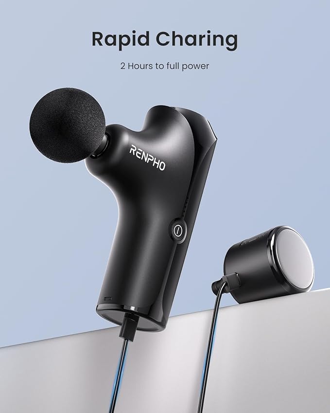 RENPHO Mini Thermacool Massage Gun with Heat and Cold Professional Pocket-Sized Percussion Massager FSA Eligible HSA Portable Deep Tissue Massager Quiet Operation with Travel Carry Bag