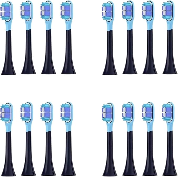 Replacement Toothbrush Heads Compatible for T301/T302/T501/MES605/MES607/MES6084/16pcs(16 Black)