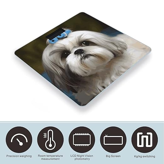 Shih Tzu Dog Weight Scale Large Bathroom Scales Digital Weight with Bright LED Display Non Slip Automatic Weighing Scale Fashion Weighing Machine for Body