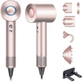 Brushless Powerful Hair Dryer 1600W 110000 RPM Fast Drying High Speed Blow Dryer with Negative Ion Technology Portable Lightweight with Diffuser and Nozzle for Home Salon Travel Pink