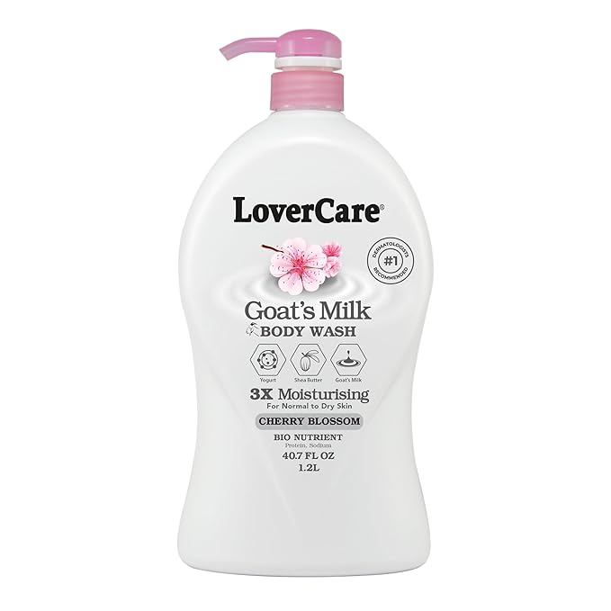 Combo Goat Milk Moisturizing Body Wash Shower Cream Cherry Blossom 40.7 fl oz Goat Milk Cherry Blossom Body Lotion 27 fl oz