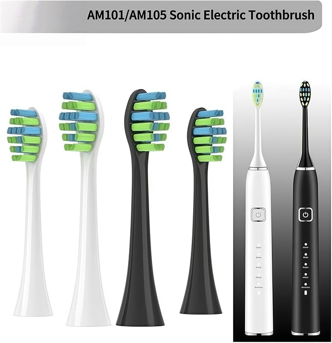 Replacement Brush Heads Compatible with 7AM2M AM101/AM105 Sonic Electric Toothbrush Vacuum Soft Bristle Nozzles(8pcs Black)