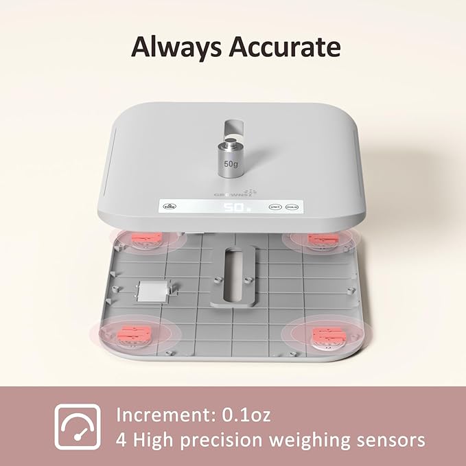 Multifunctional Baby &amp Pet Scale - Weigh Up to 330lbs Digital with Hold Function Height Measurement 5 Units LED Screen Grey