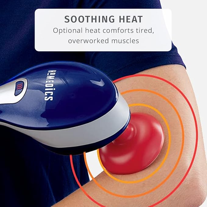 Homedics Thera-P Hot &amp Cold Handled Variable Speed Massager with 9 Custom Attachment for Sore or Overworked Muscles Blue