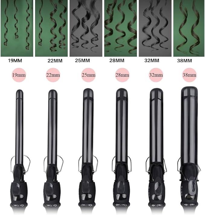 DONGXIAO Curling Iron with Clamp Curler for Long Hair Curling Iron 38mm Ceramic Curling Iron 19mm Curling Iron Ceramic Glass Curler (Size:25MM)