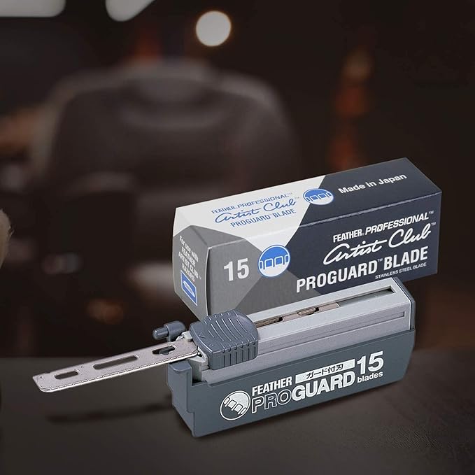 Feather Artist Club ProGuard Razor Blades - (3 Pack of 15) - Single Straight Edge Razor Blades with Guard Refills for Shaving - For Men &amp Barbers