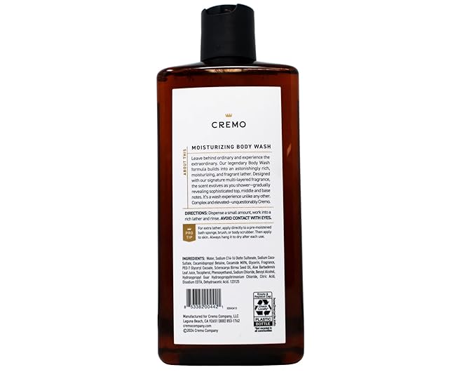 Cremo Body Wash Bourbon &amp Oak 16 Ounce (Pack of 3)