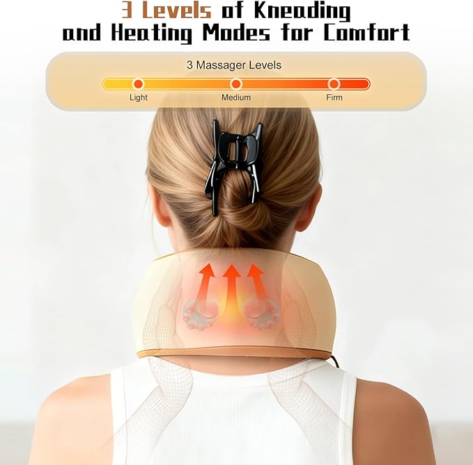 Neck Massager Pillow with HeatingPortable Heated Kneading Massage Cushion PillowCordless Shiatsu Neck Massagerfor Neck Pain Relieffor HomeAirplaneCarOfficeTravel
