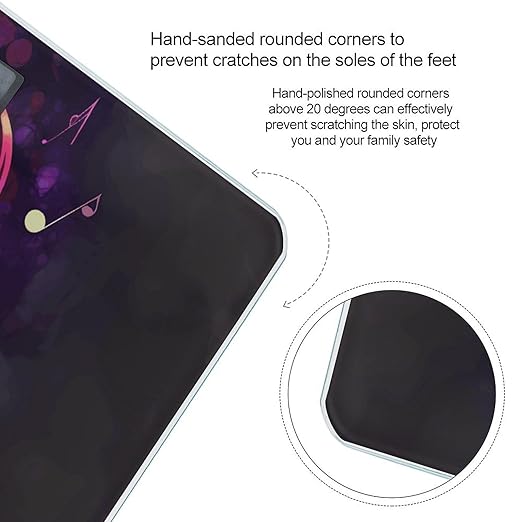 Colorful Galaxy Music Note Scale for Body Weight Safe Rounded Corners Tempered Glass Digital Bathroom Scale LED Display 400lb Capacity Weight Scales with High Precision Sensors