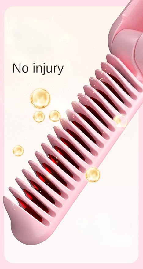 Hair Straightening Brush Portable Travel Hair Straightening Brush Women's Hair Straightener Lightweight On-The-Go Quick Heat 9 Temperature Settings Hair Straightening Iron with Built-in Brush