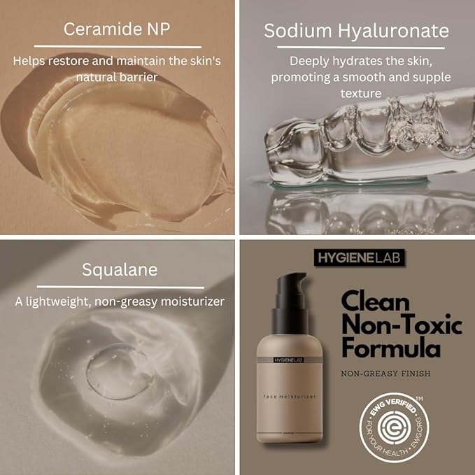 HygieneLab Face Duo – EWG Verified Face Wash (5 fl oz) &amp Moisturizer (1.7 fl oz) Removes Dirt Hydrating Set with Aloe Niacinamide Vitamin C &amp Squalane