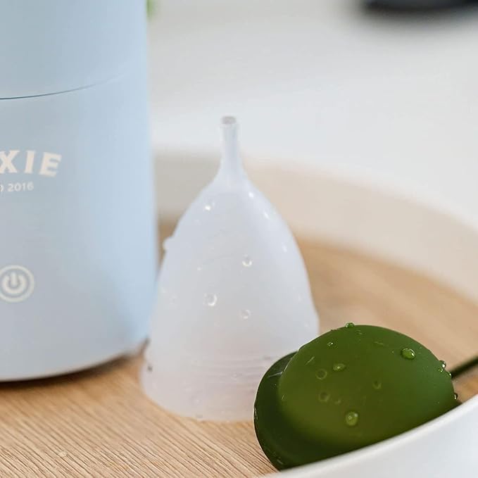 Pixie Menstrual Cup and Disc Steamer Sterilizer - 3 Minute Steam Clean - Sensor On-Off Button - Automatic Shut Off - Compact Cylinder Design
