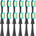 12PCS Replacement Brush Heads Compatible for Oclean X/X PRO/ Z1/ F1/ One/Air 2 /SE Sonic Electric Toothbrush Soft Bristle Nozzles(12pcs Black)