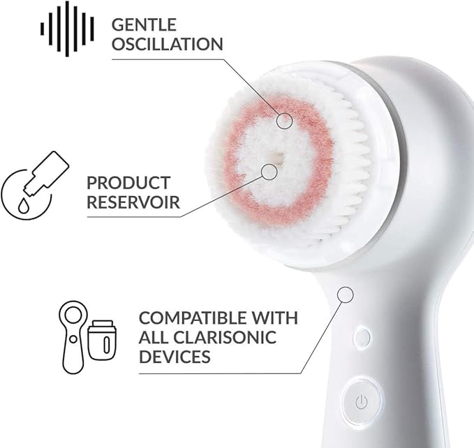 Microtree Electric Facial Cleansing Brush and Brush Head Replacement Sonic Vibrating Rechargeable Face Scrubber Exfoliator 2 Speeds for Gentle Clean