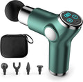 Ergocar Powerful Muscle Massage Gun Deep Tissue 6 Speeds Handheld Electric Body Massager with 4 Heads Super Quiet Portable for Athletes Sedentary Office Worker Touch Screen-Green