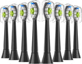 Replacement Toothbrush Heads Compatible for Easy Clean Healthy and Other Snap-On Handles(8-16pcs)(8pcs Black)