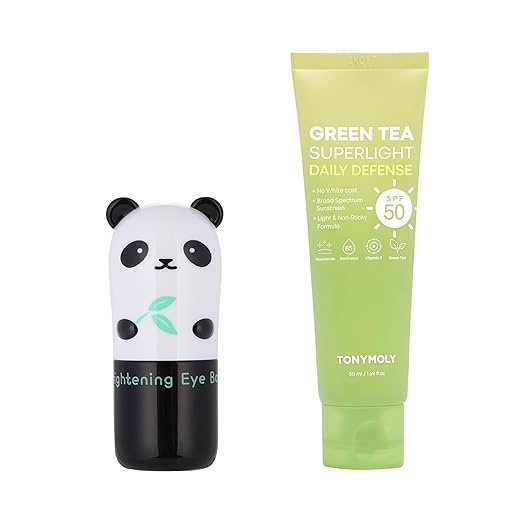 TONYMOLY Green Tea SPF 50 Sunscreen &amp Panda's Dream So Cool Eye Stick - SPF 50 Sun Protection with Green Tea &amp Cooling Eye Cream
