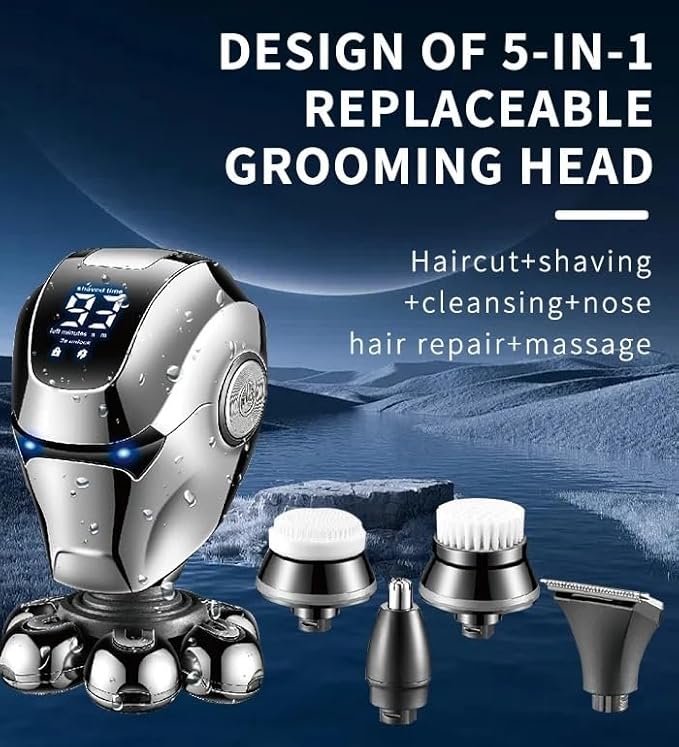 Head Shavers for Bald Men 5 in 1 Multifunctional Electric Head Shaver 7D Waterproof Heads Beard Nose Ear Hair Trimmer Razor Clipper Facial Shaver