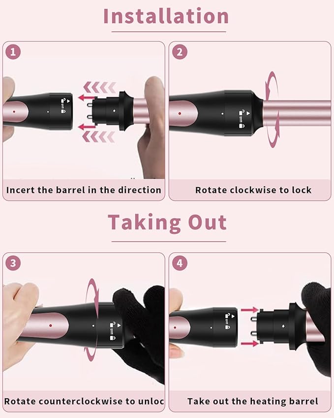 6 in 1 Curling Iron Curling Wand Set with 3 Barrel Hair Crimper and 5 Interchangeable Ceramic Hair Curler (0.35-1.25”) Instant Heat Up 2 Temp Wand Curler Include Heat Protective Glove &amp 2 Clip