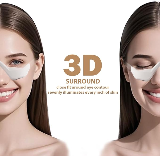 Under Eye Light Therapy Device Red Light Therapy Glasses 3 Modes Microcurrent Eye Massager Red Light Eye Mask for Eye Bags Dark Circles Puffiness Wrinkles Fine Lines