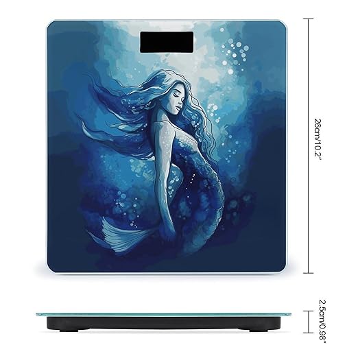 Blue Mermaid Bathroom ScaleHighly Accurate Digital Weighing Machine for People Bright LED Display Weight Scale for The Aldult Home Use