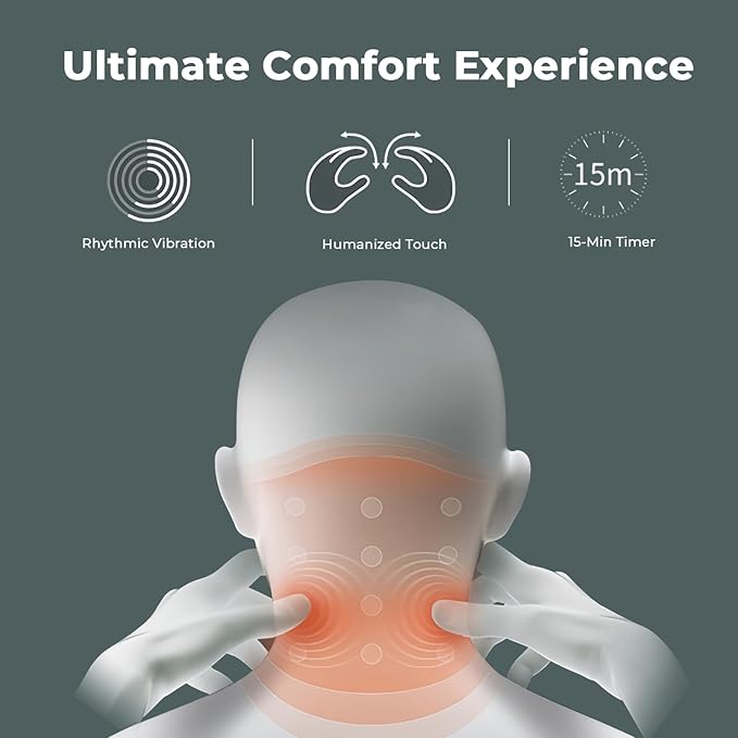 Neck Massager with Heat - Deep Tissue Neck Pain Relief U-Shape Design Electric Cordless Massager Pillow for Travel Office Home Shiatsu Neck Pillow Gifts for Men Women Dad Mom Mint Green