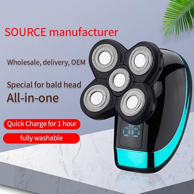 Head Shaver for Men 5 in 1 Electric Shaver Rechargeable Electric Razor for Men Beard Razor Wet-Dry Dual Use Waterproof LCD Display Shaving Machine