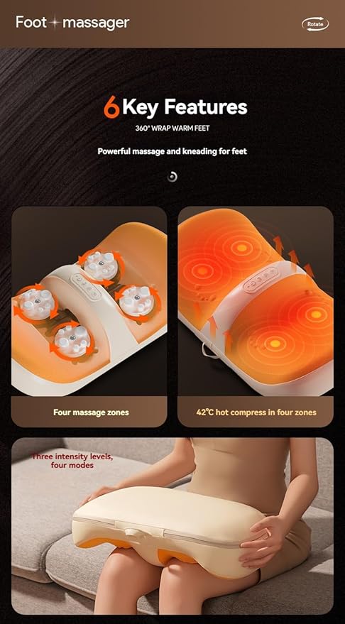 Shiatsu Foot Massager with Heat Therapy Deep Kneading for Plantar Relief Adjustable Intensity Feet/Leg/Calf/Ankle at Home/OfficeGift for Mom and Dad