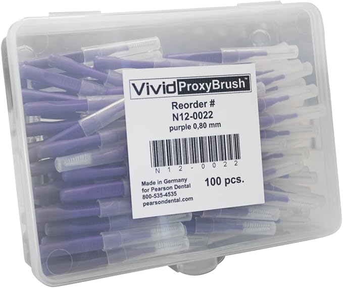 Premium Quality Interdental Brushes for Interproximal Cleaning Professional Interdental Cleaners Tight Teeth Pkg of 100 ProxyBrush by Vivid (X-Mas Tree 0.8mm Purple)