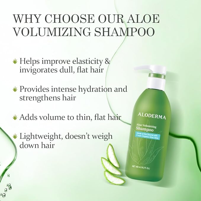 Aloderma Aloe Shower Set 3 pcs - Nourishing Body Wash Volumizing Shampoo Nourishing Cleanser - Hydrating Moisturizing
