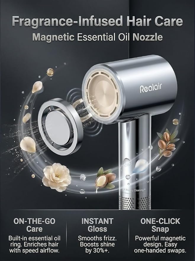 High-Speed Hair Dryer with Diffuser 110000 RPM Professional Brushless Motor for Ultra-Fast Drying 200M Negative Ionic Blow Dryer NTC Intelligent Heat Control Portable &amp Quiet for Travel