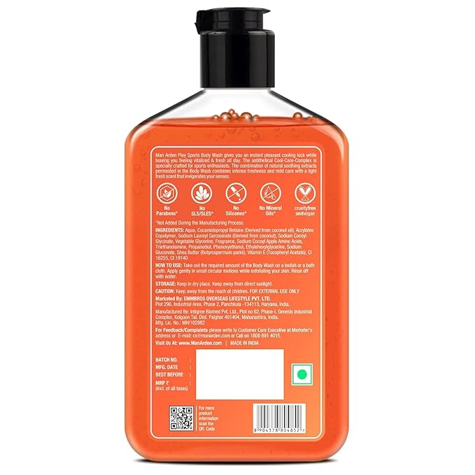 G-Man Arden Play Sports Luxury Body Wash Infused With Shea Butter &amp Vitamin E 250ml