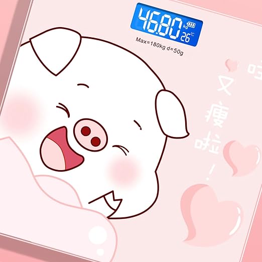 Scale for Body Weight Smart Scale for Body Weight Accurate Measurement Tempered Glass Digital Bathroom Scale Weight Scale for Home(Sticker Pink Pig)