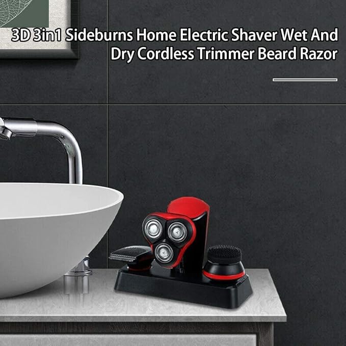 Electric ShaversUSB Rechargeable Wet/Dry Electric Shaver 3 in 1 Waterproof 3D Men Rotary Shaver Cordless Facial Cleaning Brush for Men Women