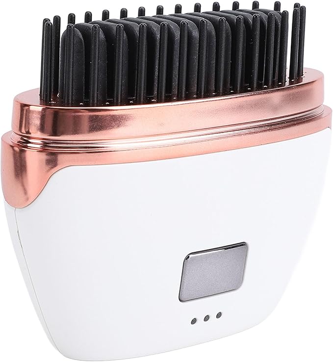 Cordless Hair Straightener Brush MCH Ceramic Heating 3 Temperature Settings Rechargeable 25W Portable Hot Brush White