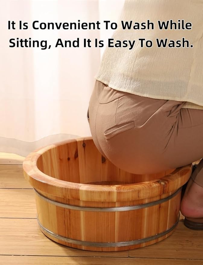 Wood Foot Bath Foot Spa Soaking Tub Wooden Foot Washing Bucket Foot Soak to Relieve Feet Stress Foot Basin Basin Soothe and Comfort Feet for Home Office Use